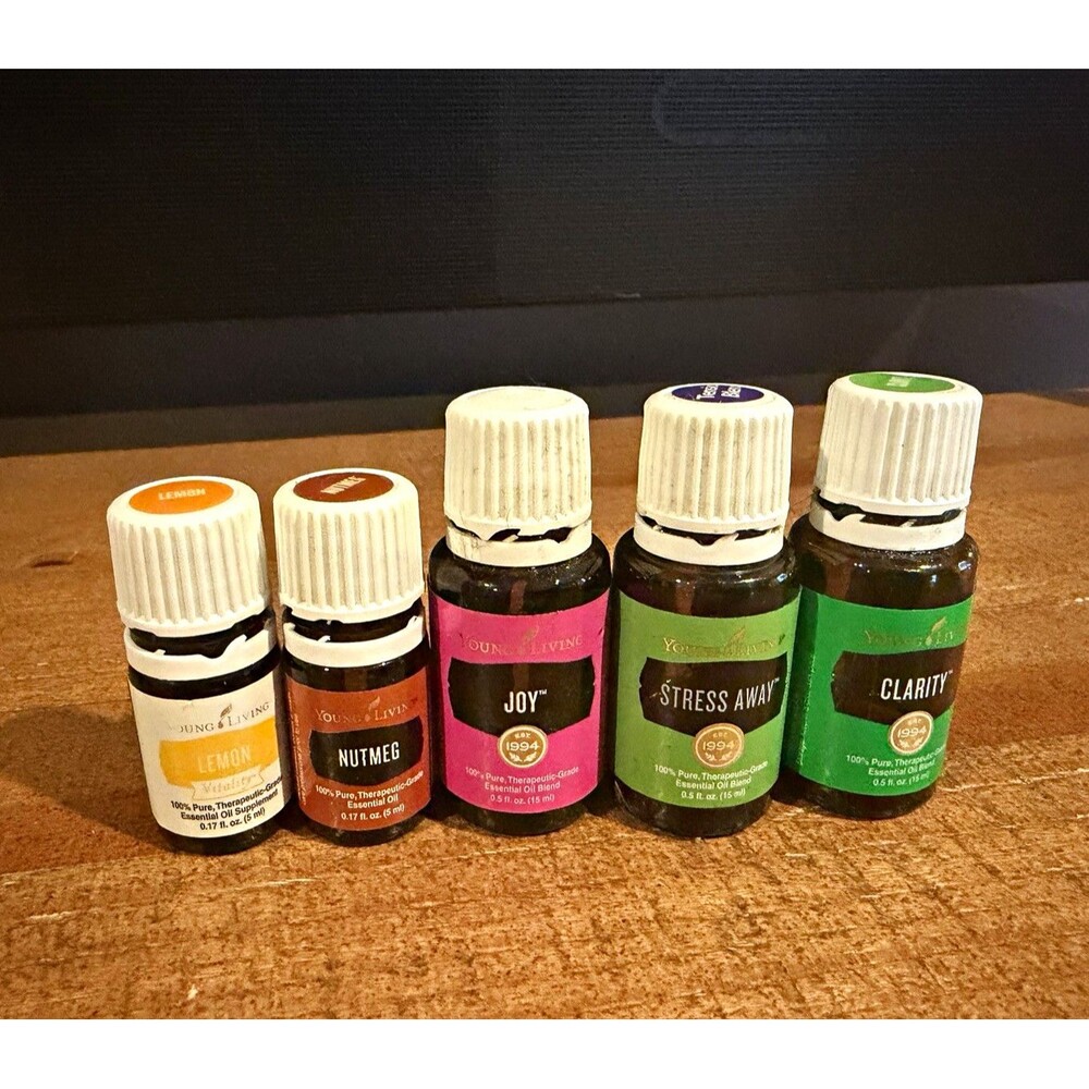 Young Living Essential Oils Lot of 5 - Clarity Joy Stress Away Nutmeg Lemon